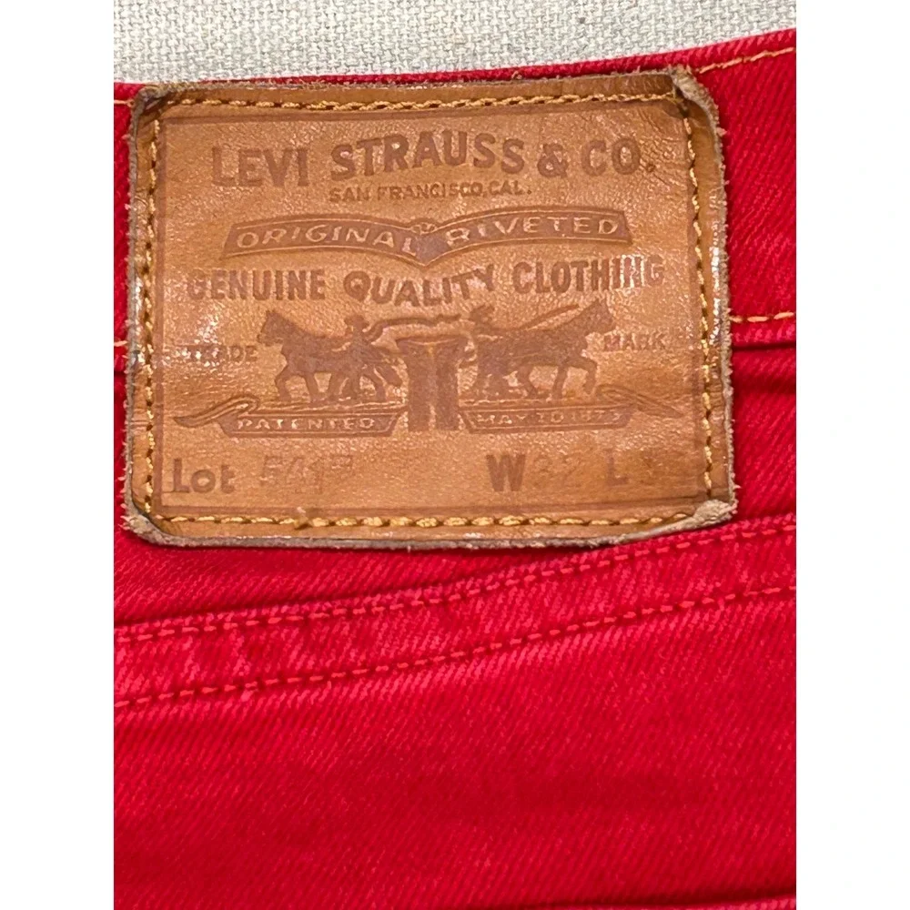 Levis Premium 541 BIG E Jeans Mens 32x34 Split Leg Blue Red Logo Graphic